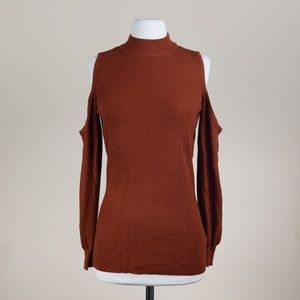 NEW Cyrus Cold Shoulder Sweater in Chestnut Brown